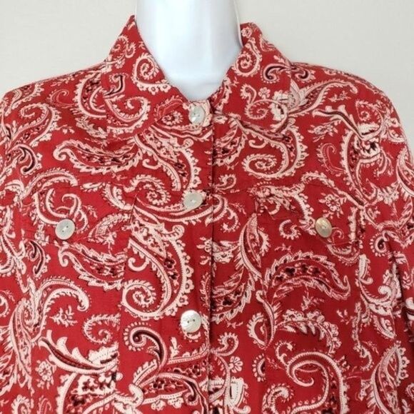 Anne Carson button up jacket red size petite large - Picture 2 of 6